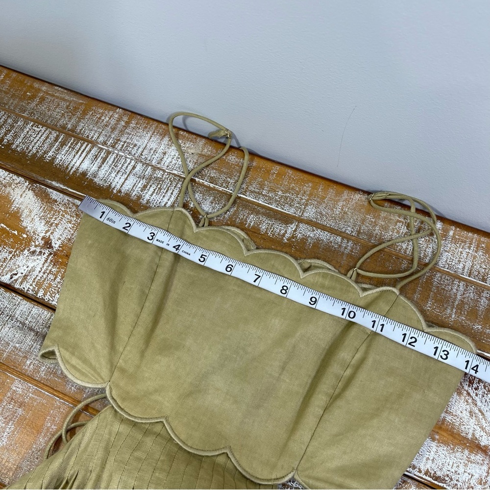 Zimmermann Jude Scallop Midi Linen Dress Size 1 Color Tan - Picture 12 of 16